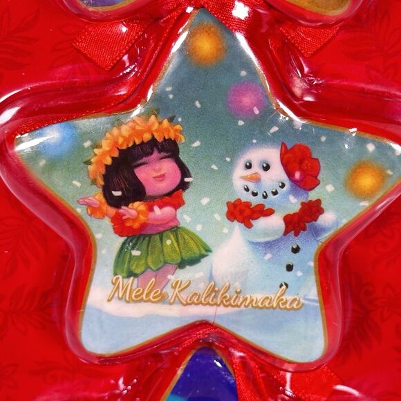 Hawaiian Tropical Holiday Star Christmas Ornaments Set of 3 Island Heritage Cute - Picture 3 of 8